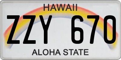 HI license plate ZZY670