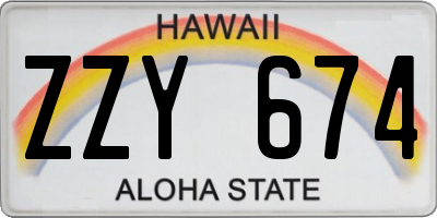 HI license plate ZZY674