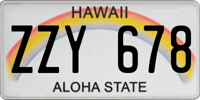 HI license plate ZZY678