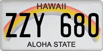 HI license plate ZZY680