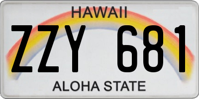 HI license plate ZZY681