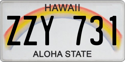 HI license plate ZZY731