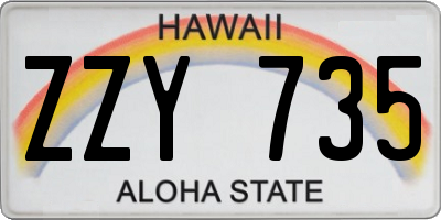 HI license plate ZZY735