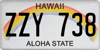 HI license plate ZZY738