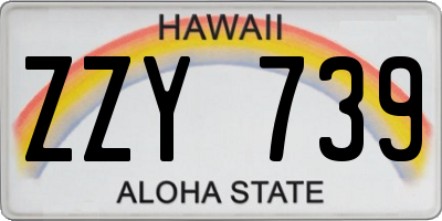 HI license plate ZZY739