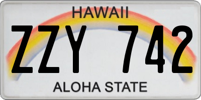 HI license plate ZZY742