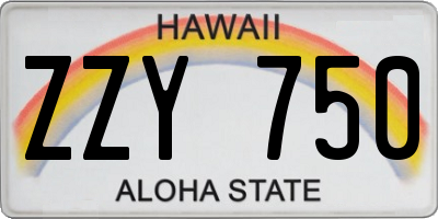 HI license plate ZZY750