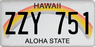 HI license plate ZZY751