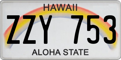 HI license plate ZZY753