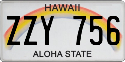 HI license plate ZZY756