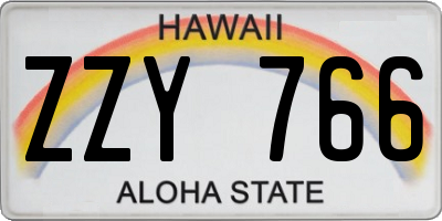 HI license plate ZZY766