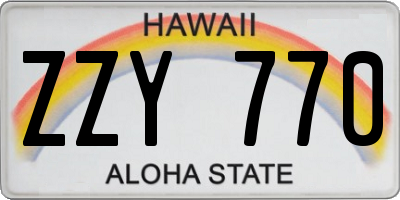 HI license plate ZZY770