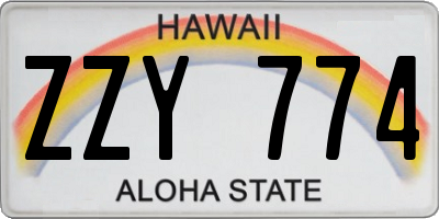 HI license plate ZZY774