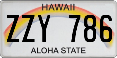 HI license plate ZZY786
