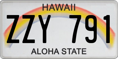 HI license plate ZZY791