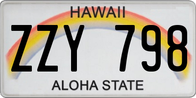 HI license plate ZZY798