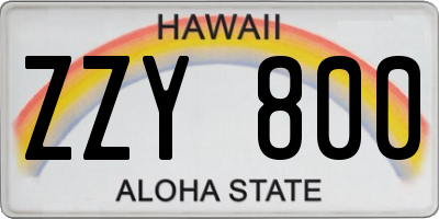 HI license plate ZZY800