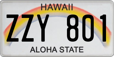 HI license plate ZZY801