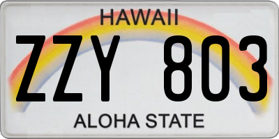 HI license plate ZZY803