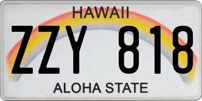 HI license plate ZZY818