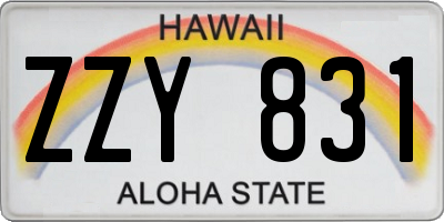 HI license plate ZZY831