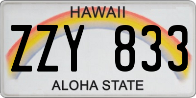 HI license plate ZZY833