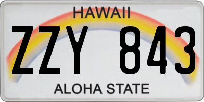HI license plate ZZY843