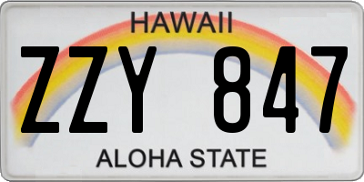 HI license plate ZZY847