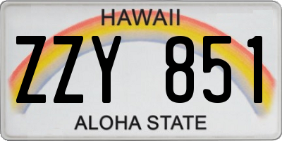 HI license plate ZZY851