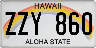HI license plate ZZY860
