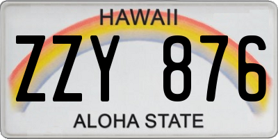 HI license plate ZZY876