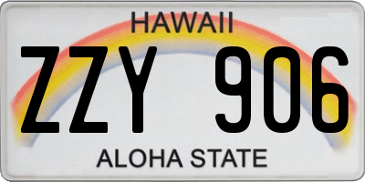 HI license plate ZZY906