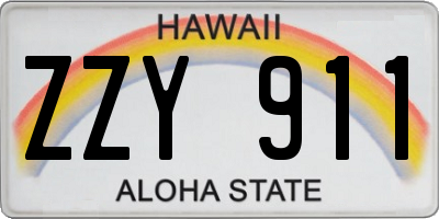 HI license plate ZZY911