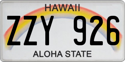 HI license plate ZZY926