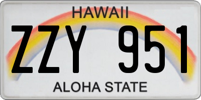 HI license plate ZZY951