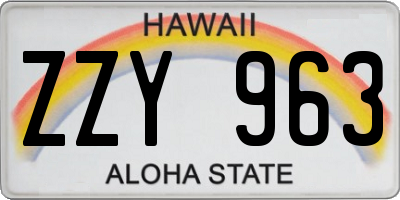 HI license plate ZZY963
