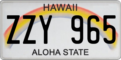 HI license plate ZZY965