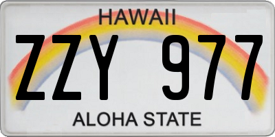 HI license plate ZZY977