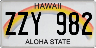 HI license plate ZZY982
