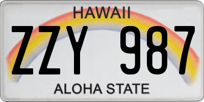 HI license plate ZZY987
