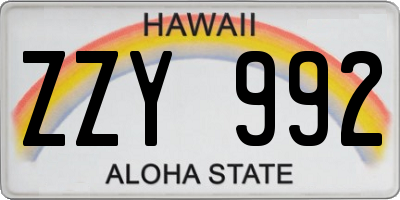 HI license plate ZZY992