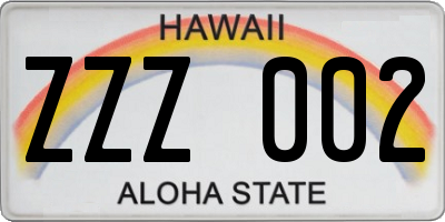 HI license plate ZZZ002