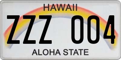 HI license plate ZZZ004