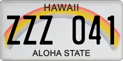 HI license plate ZZZ041