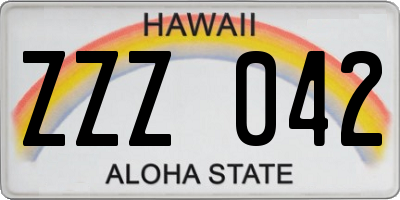 HI license plate ZZZ042