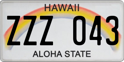 HI license plate ZZZ043