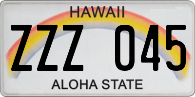 HI license plate ZZZ045