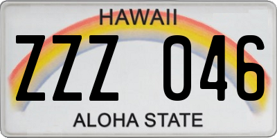 HI license plate ZZZ046