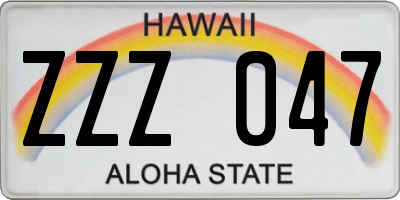 HI license plate ZZZ047