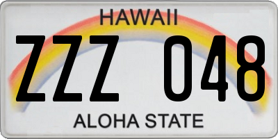 HI license plate ZZZ048